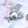 Zeshimb Hair Clip Boho Starfish Hair Barrette Clip Silver Shell Hairpin Starfish Metal Hairclip Vintage Hair Accessory f