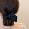 Black Hair Accessories Silky Satin Banana Hair Clips Ponytail Holders Claw Clips Bun Decorations with Large Bow Knot Bar