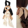 Silky Satin Hair Scarf Scrunchies with Ribbon Tails Elastic Ponytail Holders for Women and Girls in Black White Beige fo