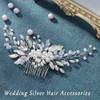 Latious Pearl Wedding Hair Comb Silver Bridal Hair Accessories Leaf Hair Clip for Women and Girls ASilver