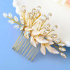Asooll Bride Wedding Hair Comb Gold Leaf Rhinestone Bridal Hair Piece Crystal Hair Accessories for Women