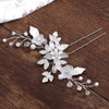 Easedaily Flower Bride Wedding Hair Pin Silver Leaf Crystal Bridal Hair Piece Rhinestone Hair Accessories for Women and