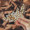 Unsutuo Crystal Bride Wedding Hair Comb Silver Rhinestone Flower Bridal Hair Pieces Pearl Wedding Hair Accessories for W