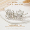 JONKY Rhinestone Hair Clip Silver Flower Barrettes Headpiece Bridal Hair Accessories for Women
