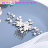Unsutuo Bridal Flower Hair Comb Crystal Pearl Headpieces Silver Rhinestone Hair Accessories for Women and Girls
