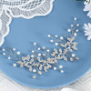 Unsutuo Bridal Crystal Headband Silver Rhinestone Hair Vine Pearls Wedding Hair Accessories for Women and GirlsSilver