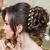 EASEDAILY Leaf Wedding Hair Vine Gold Rhinestone Bridal Headpiece Pearl Hair Accessories for Women and Brides