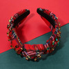 JERTOCLE Christmas Headband Xmas Headband for Women Christmas Red Plaid Head Band Crystal Knotted Head Band Holiday Part