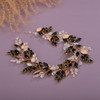 Kercisbeauty Gold Leaves Black Crystal Beads Headpiece for Women Wedding Bridal Hair Bands Boho Handmade Headband Prom G