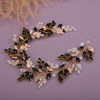 Kercisbeauty Gold Leaves Black Crystal Beads Headpiece for Women Wedding Bridal Hair Bands Boho Handmade Headband Prom G