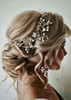 FXmimior Bride Hair Accessories Crystal Hair Vine Earrings Sets Headband Wedding Hair Comb Evening Party Hair Piece silv