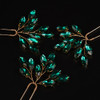 Chargances 3pcs Crystal Wedding Hair Pins Malachite Green Rhinestone Bridal Hair Pins Handmade Bridal Hair Accessories f