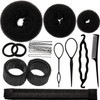 WILLBOND Hair Bun Shaper Set 3 Pcs Hair Donut 2 Pcs Bun Marker 4 Pieces Ponytail Tool 10 Pieces Bobby Pins and 2 Elastic