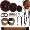 WILLBOND Hair Bun Shaper Set 3 Pcs Hair Donut 2 Pcs Bun Marker 4 Pieces Ponytail Tool 10 Pieces Bobby Pins and 2 Elastic