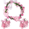 WLBON 3 Pcs Flower Headband Wristbands Rose Floral Leaf Hair Hoops Bands Headpiece Hairband Bracelets Women Xmas Wedding