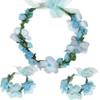 WLBON 3 Pcs Flower Headband Wristbands Rose Floral Leaf Hair Hoops Bands Headpiece Hairband Bracelets Women Xmas Wedding
