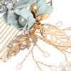 NUOBESTY 4Piece Sage Green Wedding Hair Comb Set Bridal Hair Accessories with Pearl Floral Leaf Design for Women Special