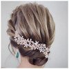 Allereyae Crystal Wedding Hair Comb Barrette Rhinestone Flower Hair Barrette Comb Gold CZ Bling Bridal Headpieces Decora