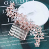 Allereyae Crystal Wedding Hair Comb Barrette Rhinestone Flower Hair Barrette Comb Gold CZ Bling Bridal Headpieces Decora