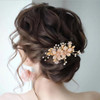 Foyte Bridal Flower Hair Comb Rose Gold Wedding Headpiece Floral Hair Side Comb Bride Crystal Hair Accessories for Women