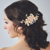 Foyte Bridal Flower Hair Comb Rose Gold Wedding Headpiece Floral Hair Side Comb Bride Crystal Hair Accessories for Women