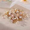Foyte Bridal Flower Hair Comb Rose Gold Wedding Headpiece Floral Hair Side Comb Bride Crystal Hair Accessories for Women
