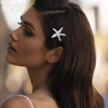 Zeshimb Boho Pearl Crystal Hair Clip Barrette Vintage Star Pearl Hair Pin Rhinestone Hair Barrette Clip Silver Crystal F