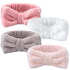 VITEVER 4 Pack Spa Headband for Washing Face Girls Makeup Bow Tie Hair Band Microfiber Women Headbands Elastic Headband