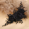 Teyglen Red Flower Wedding Headband with Rhinestone Headpiece Bridal Flower Headband for Bride Crystal Beads Hair Piece