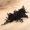 Teyglen Red Flower Wedding Headband with Rhinestone Headpiece Bridal Flower Headband for Bride Crystal Beads Hair Piece