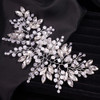 Teyglen Rhinestones Crystals Large Headband Hair Vine Handmade Silver Bridal Headband Wedding Hair Accessories for Bride