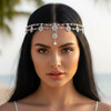 Unsutuo Hair Jewelry Head Chain Wedding Bohemian Floral Headband Elastic for WomenSilver