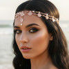 Unsutuo Hair Jewelry Head Chain Wedding Bohemian Floral Headband Elastic for WomenRose Gold