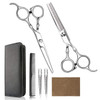 Hair Cutting Scissors Professional Home Haircutting BarberSalon Thinning Shears Kit with Comb and Case for MenWomen Silv