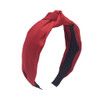 MHDGG Satin Knotted Turban Headband Wide Solid Color Headwear for Women Red