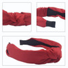 MHDGG Satin Knotted Turban Headband Wide Solid Color Headwear for Women Red