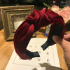 MHDGG Satin Knotted Turban Headband Wide Solid Color Headwear for Women Red