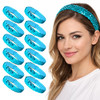 Mandala Crafts Teal Glitter Sequin Headbands for Women 12Pack Elastic Sparkle Bands for Disco Dance Carnival Party or Co