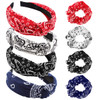 TOBATOBA 8 Pack Vintage Boho Paisley Bandanas for Women Wide Knotted Turban Headbands with Elastic Top Knot No Slip 4set