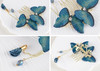 Alilang Blue Butterfly Hair Side Combs with Tassels Vintage Wedding Bridal Hair Accessories for Women