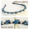 Firuilo Thin Headbands Blue Rhinestones Hair Bands Bling Crystal Beaded Head Bands for WomenBlue