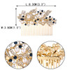 EVER FAITH Wedding Comb Rhinestone Pearl Bridal Accessories Flower Hair Piece for Bride Bridesmaids Blue GoldTone