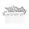 EVER FAITH Bridal Side Comb Rhinestone Pearl Bride Hair Accessories Flower Wedding Headpiece for Bridesmaids Purple Silv