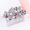 EVER FAITH Bridal Side Comb Rhinestone Pearl Bride Hair Accessories Flower Wedding Headpiece for Bridesmaids Purple Silv