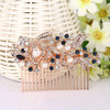 EVER FAITH Wedding Side Comb Rhinestones Crystal Vintage Flower Bridal Hair Clips Accessories for Bride Bridesmaids Blue
