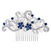 EVER FAITH Wedding Side Comb Accessories Blue Austrian Crystal Cream Simulated Pearl Floral Vine Bridal Hair Piece for W