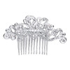 EVER FAITH Wedding Side Comb Accessories Blue Austrian Crystal Cream Simulated Pearl Floral Vine Bridal Hair Piece for W