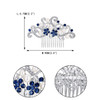 EVER FAITH Wedding Side Comb Accessories Blue Austrian Crystal Cream Simulated Pearl Floral Vine Bridal Hair Piece for W