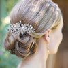EVER FAITH Austrian Crystal Cream Simulated Pearl Graceful Redbud Flower Wedding Prom Hair Comb for Bride Bridesmaids Bl