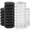 TailaiMei 30 Pcs Spiral Hair Ties No Crease Coil Phone Cord Hair Ties for Thick Hair Women Ponytail Holder ElasticsBlack